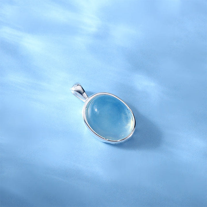 Buddha Stones 925 Sterling Silver Aquamarine Healing Clavicle Chain Necklace Pendant