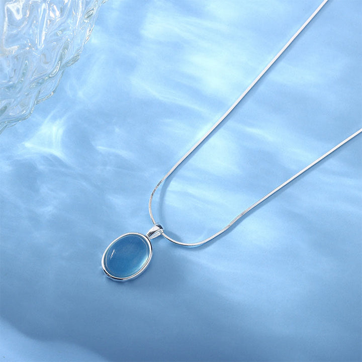 Buddha Stones 925 Sterling Silver Aquamarine Healing Clavicle Chain Necklace Pendant