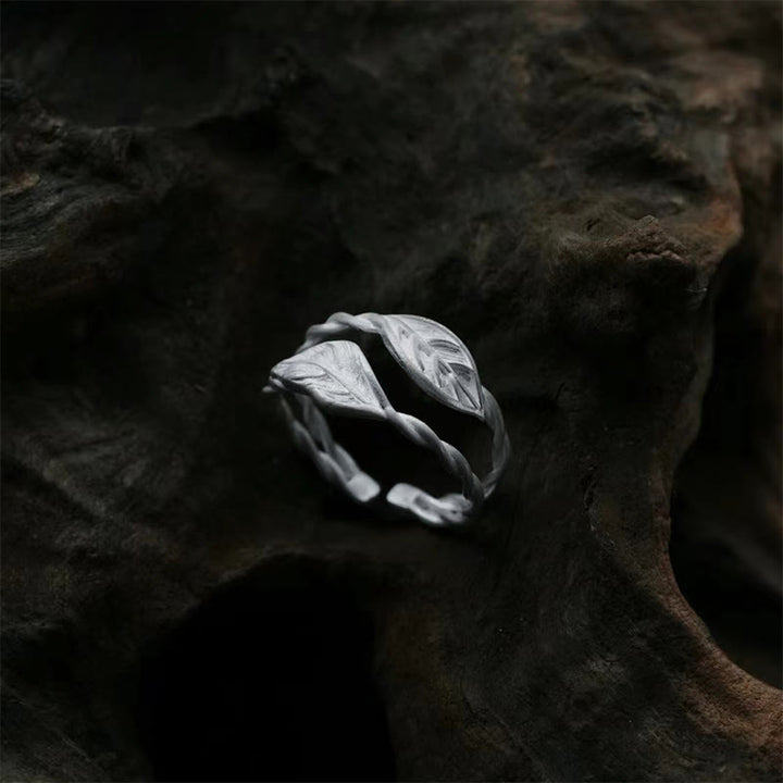 Buddha Stone Copper Leaf Wealth Adjustable Ring
