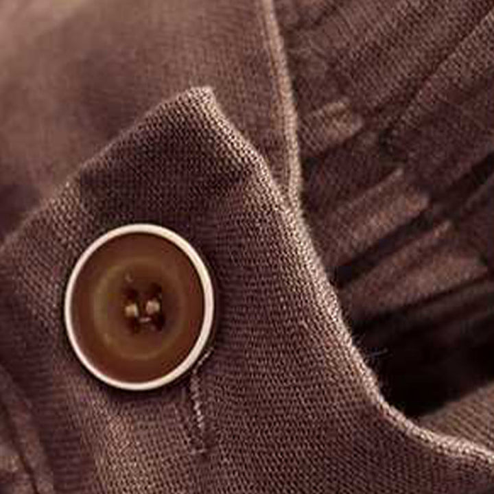 Buddha Stones Summer Casual Solid Color Zipper Button Acrylic Fiber Frog Button Women's Shorts With Pockets - image 3