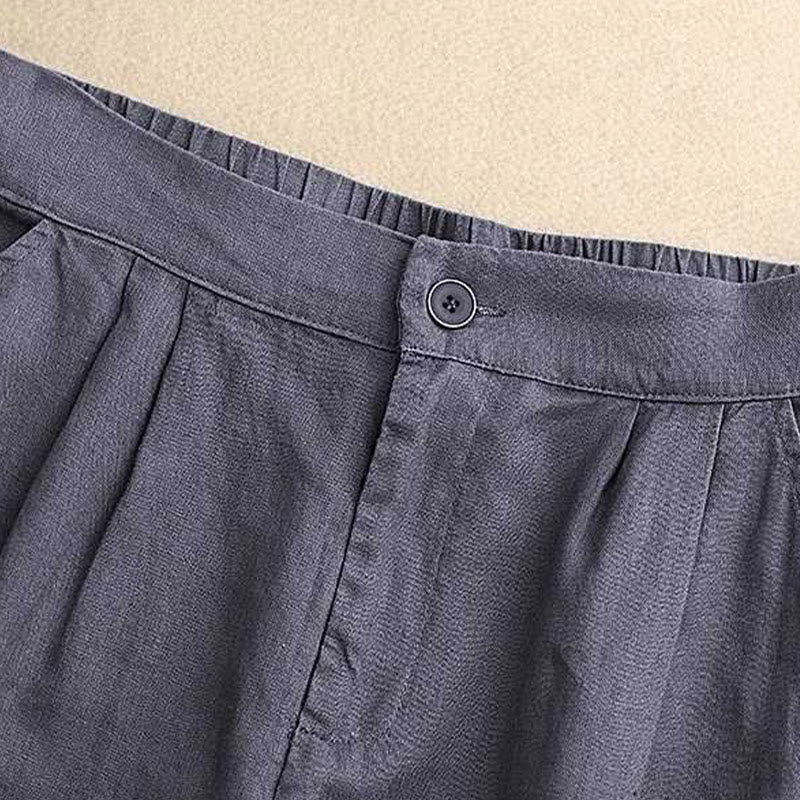 Buddha Stones Summer Casual Solid Color Zipper Button Acrylic Fiber Frog Button Women's Shorts With Pockets - image 7