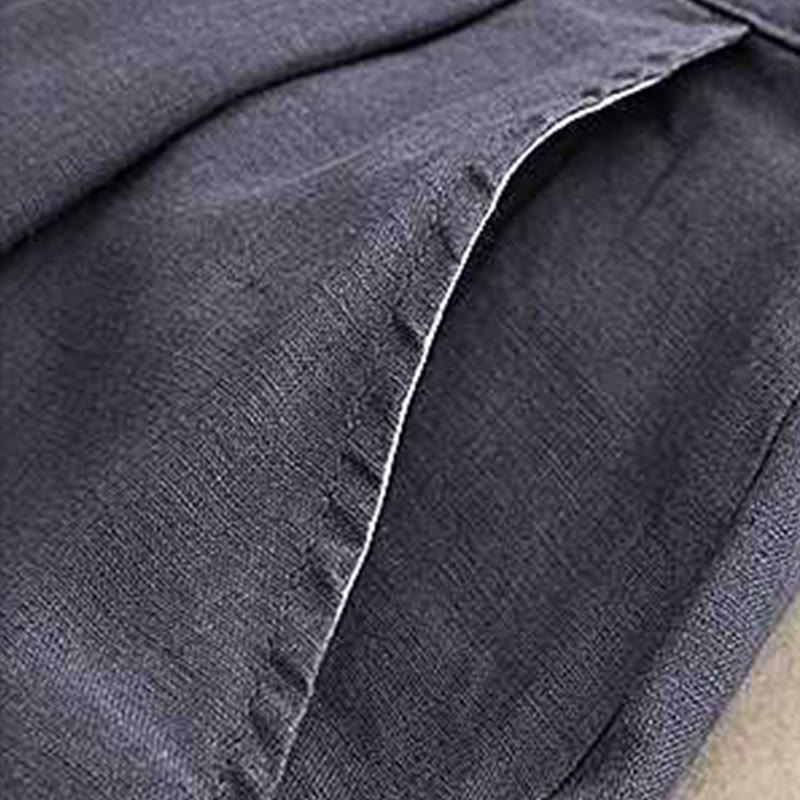 Buddha Stones Summer Casual Solid Color Zipper Button Acrylic Fiber Frog Button Women's Shorts With Pockets - image 8