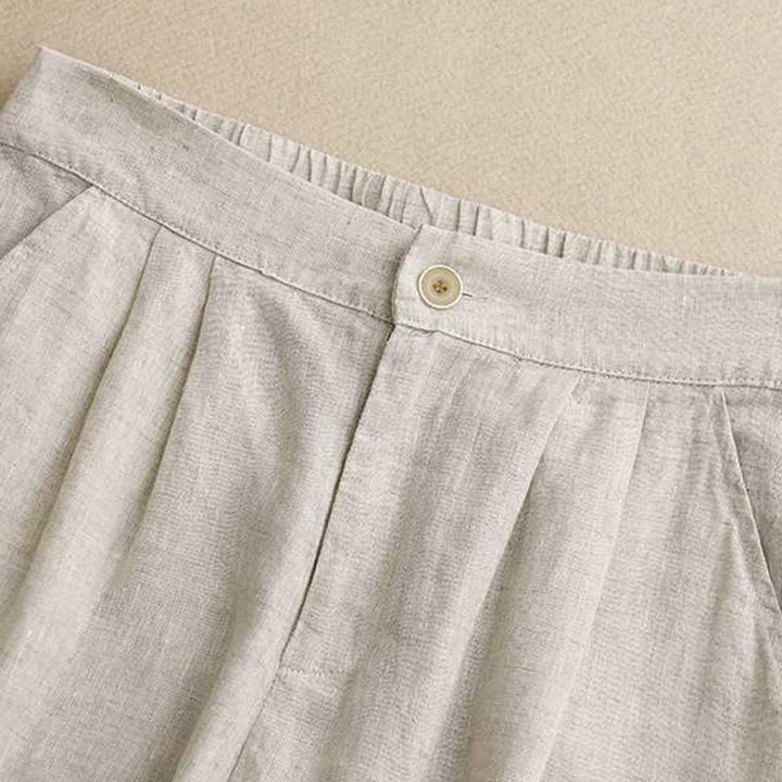 Buddha Stones Summer Casual Solid Color Zipper Button Frog Button Women's Shorts With Pockets - image 14