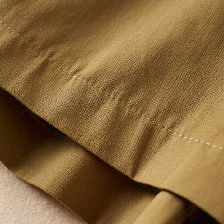 Buddha Stones Summer Casual Plain Cotton Linen Zipper Button Women's Shorts With Pockets