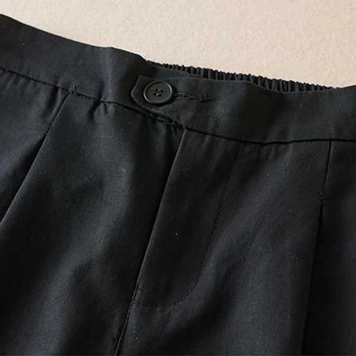 Buddha Stones Summer Casual Plain Cotton Linen Zipper Button Women's Shorts With Pockets