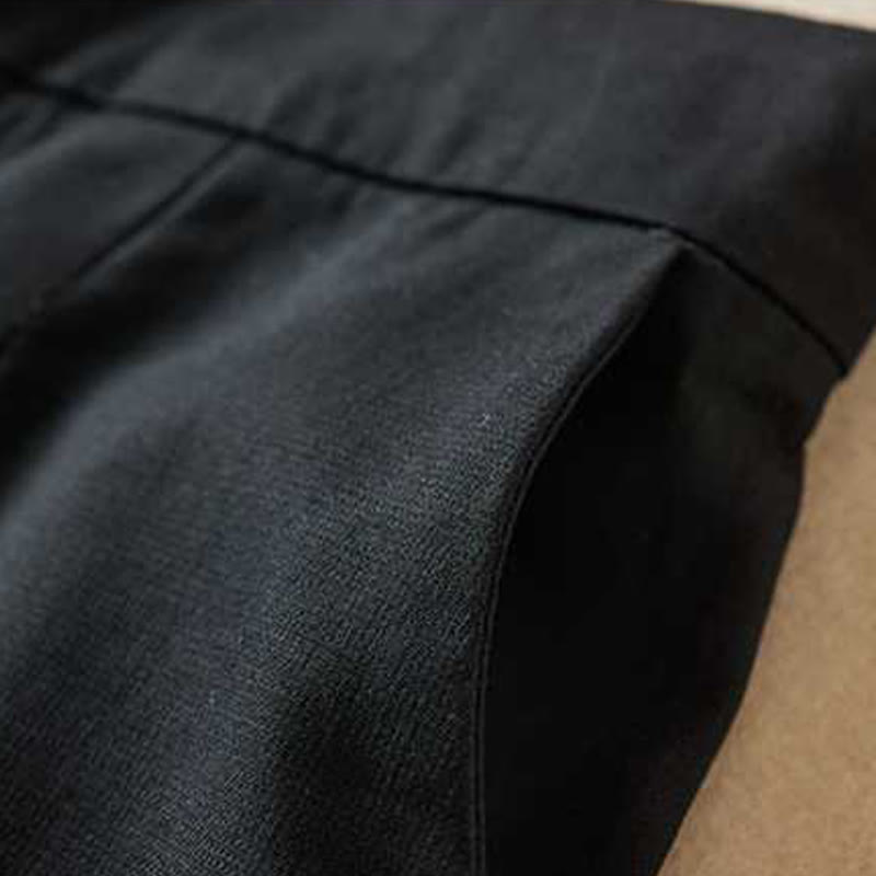Buddha Stones Summer Casual Plain Cotton Linen Zipper Button Women's Shorts With Pockets