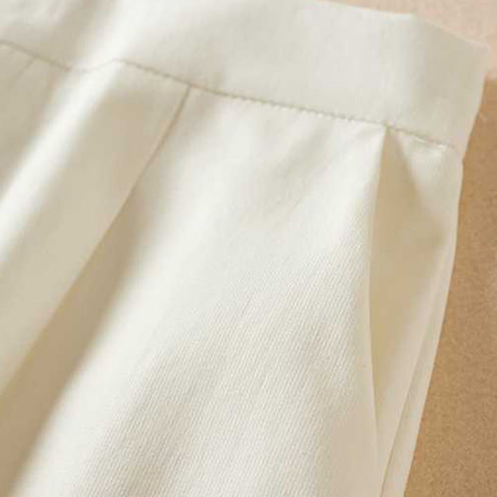 Buddha Stones Summer Casual Plain Cotton Linen Zipper Button Women's Shorts With Pockets