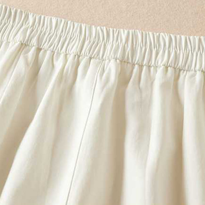 Buddha Stones Summer Casual Plain Cotton Linen Zipper Button Women's Shorts With Pockets