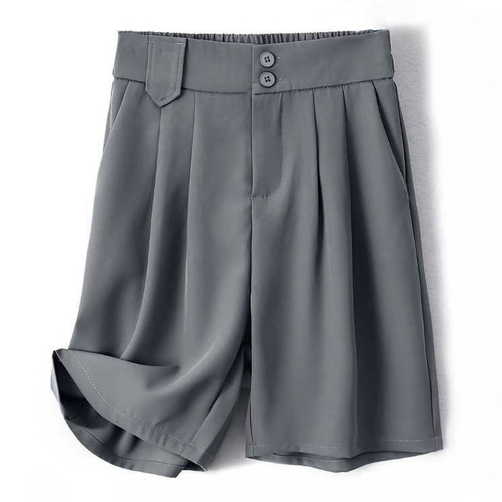 Buddha Stones Summer Casual Zipper Button Loose Plain Cotton Linen Women's Shorts With Pockets - LightSlateGray - US8-10，UK/AU12-14，EU40-42 (2XL) - image 0