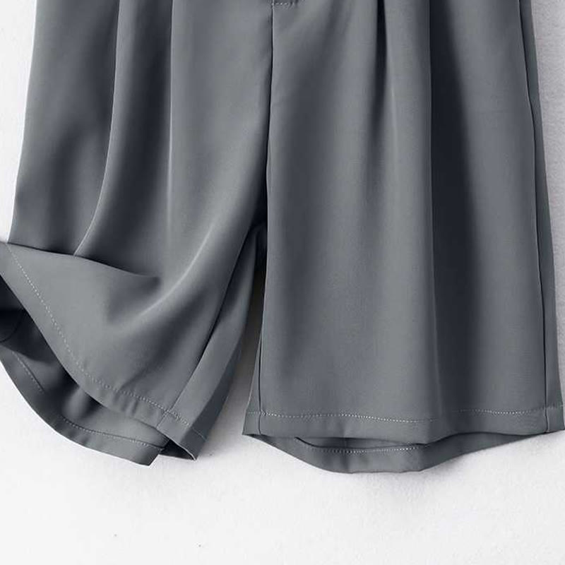 Buddha Stones Summer Casual Zipper Button Loose Plain Cotton Linen Women's Shorts With Pockets