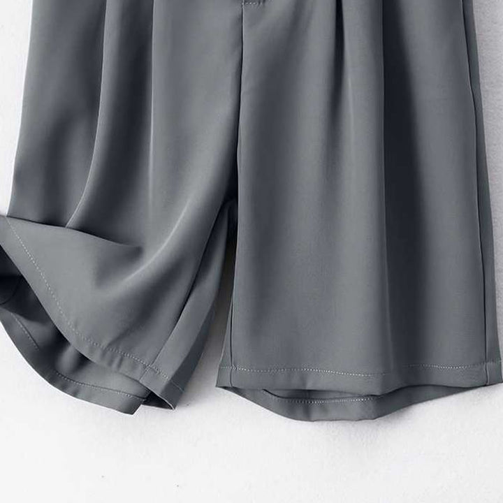 Buddha Stones Summer Casual Zipper Button Loose Plain Cotton Linen Women's Shorts With Pockets