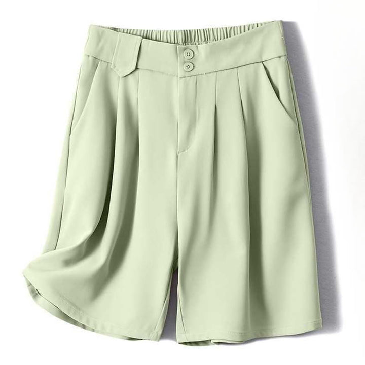 Buddha Stones Summer Casual Zipper Button Loose Plain Cotton Linen Women's Shorts With Pockets