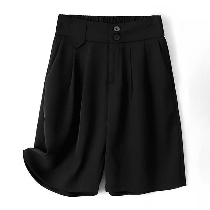 Buddha Stones Summer Casual Zipper Button Loose Plain Cotton Linen Women's Shorts With Pockets