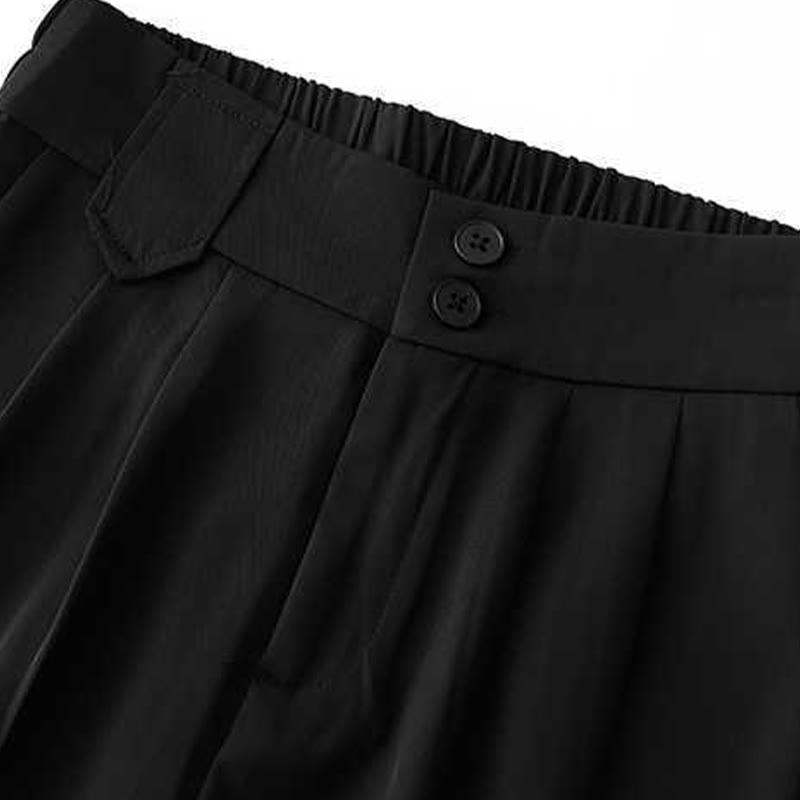 Buddha Stones Summer Casual Zipper Button Loose Plain Cotton Linen Women's Shorts With Pockets