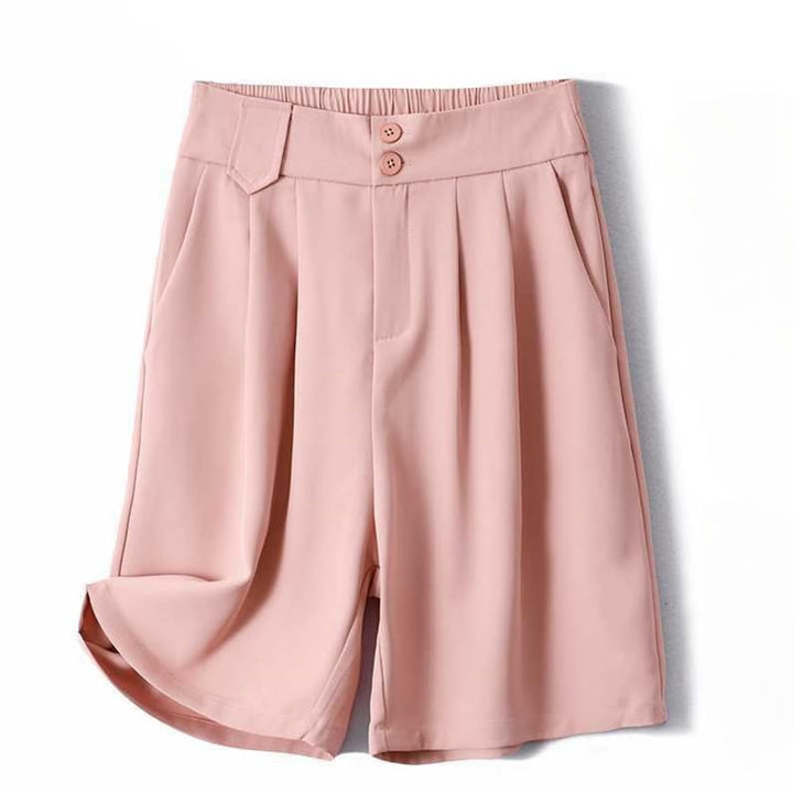 Buddha Stones Summer Casual Zipper Button Loose Plain Cotton Linen Women's Shorts With Pockets