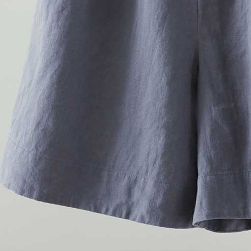 Buddha Stones Summer Casual Solid Color Frog Button Zipper Button Acrylic Fiber Women's Shorts With Pockets