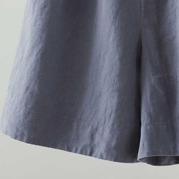 Buddha Stones Summer Casual Solid Color Frog Button Zipper Button Acrylic Fiber Women's Shorts With Pockets - image 3