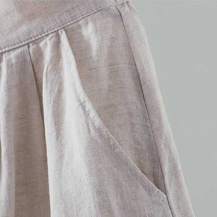 Buddha Stones Summer Casual Solid Color Frog Button Zipper Button Acrylic Fiber Women's Shorts With Pockets - image 9