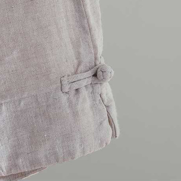 Buddha Stones Summer Casual Solid Color Frog Button Zipper Button Acrylic Fiber Women's Shorts With Pockets