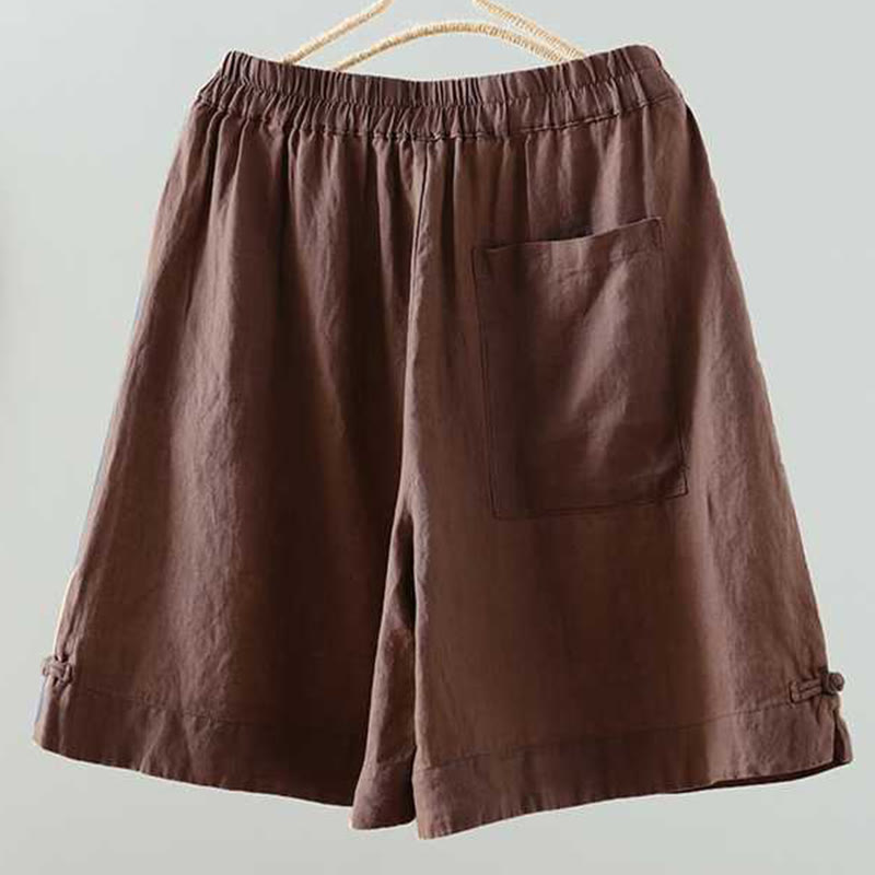 Buddha Stones Summer Casual Solid Color Frog Button Zipper Button Acrylic Fiber Women's Shorts With Pockets