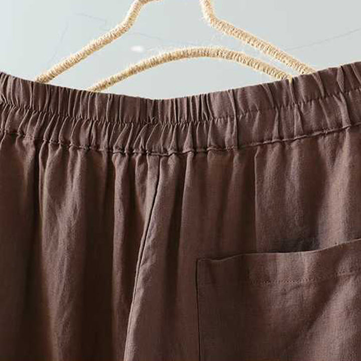 Buddha Stones Summer Casual Solid Color Frog Button Zipper Button Acrylic Fiber Women's Shorts With Pockets