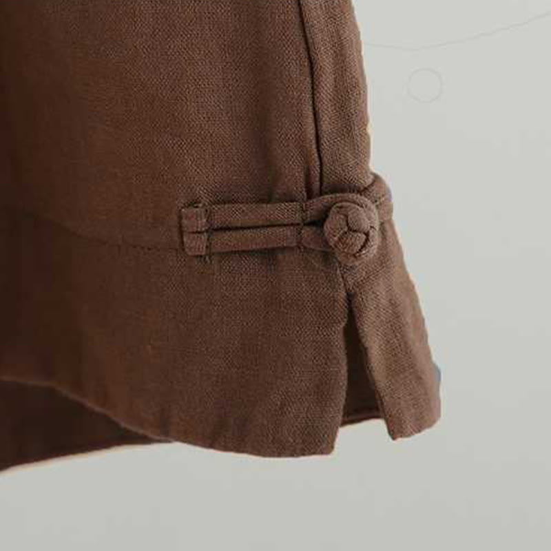 Buddha Stones Summer Casual Solid Color Frog Button Zipper Button Acrylic Fiber Women's Shorts With Pockets