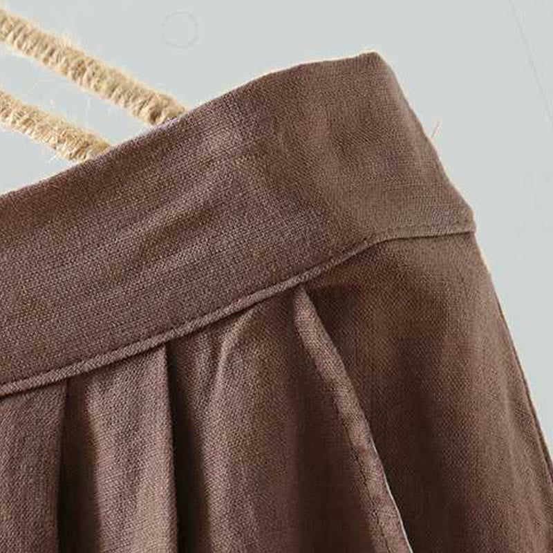 Buddha Stones Summer Casual Solid Color Frog Button Zipper Button Acrylic Fiber Women's Shorts With Pockets - image 20