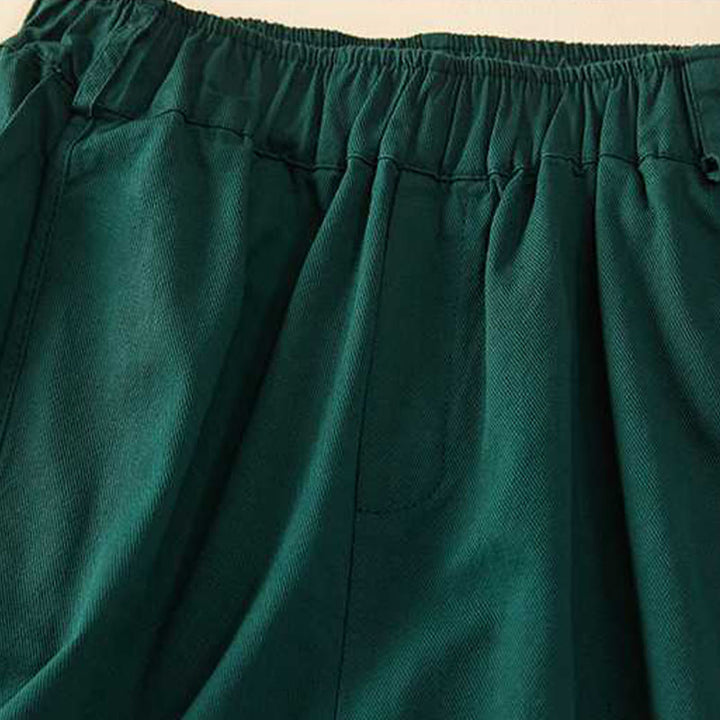 Buddha Stones Summer Casual Loose Plain Cotton Women's Shorts With Pockets