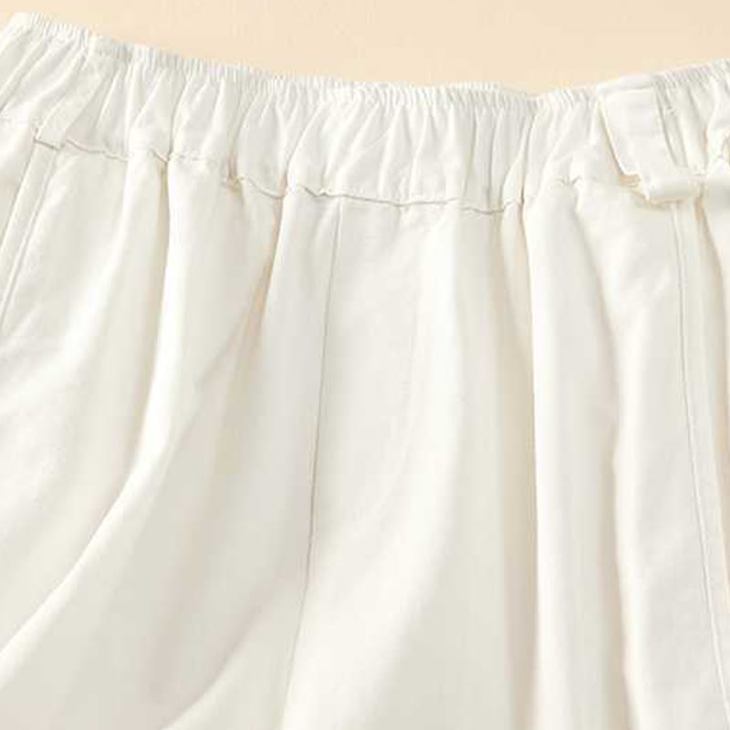 Buddha Stones Summer Casual Loose Plain Cotton Women's Shorts With Pockets
