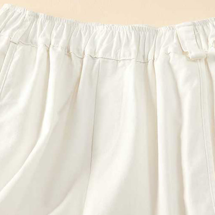 Buddha Stones Summer Casual Loose Plain Cotton Women's Shorts With Pockets