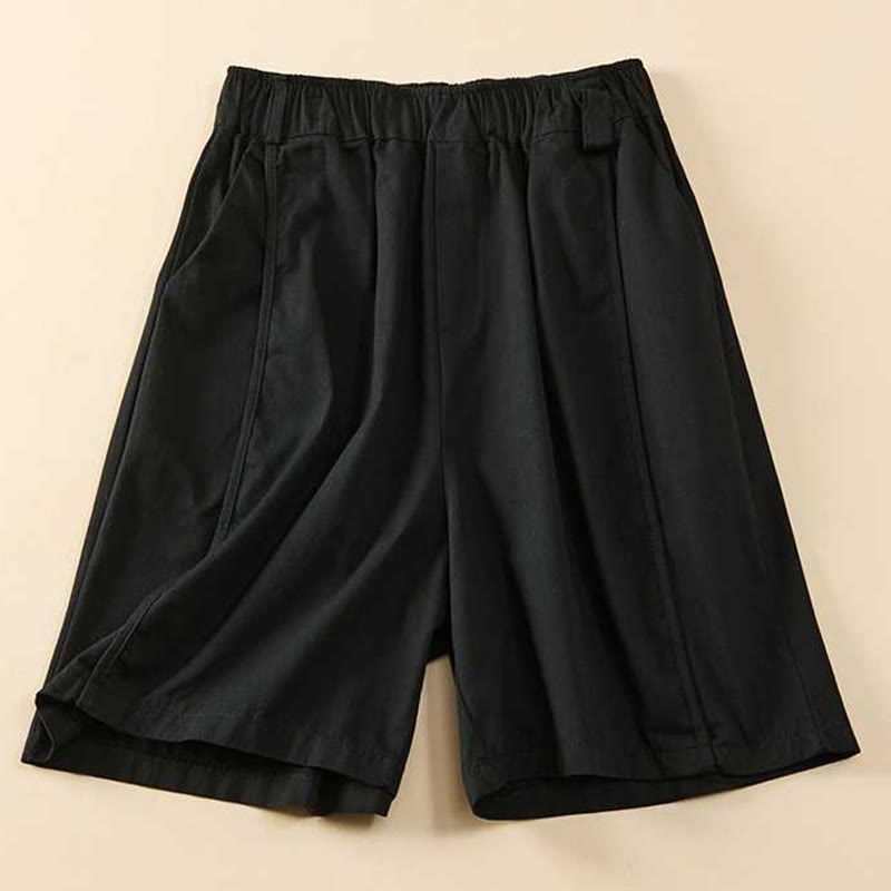 Buddha Stones Summer Casual Loose Plain Cotton Women's Shorts With Pockets
