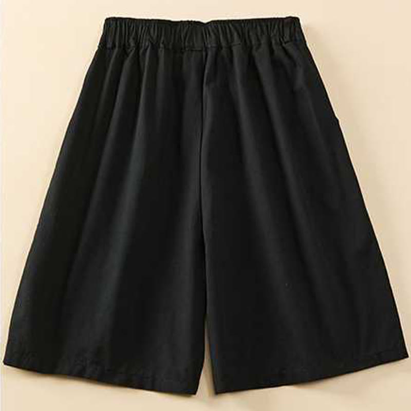 Buddha Stones Summer Casual Loose Plain Cotton Women's Shorts With Pockets
