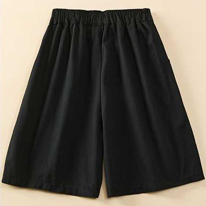 Buddha Stones Summer Casual Loose Plain Cotton Women's Shorts With Pockets