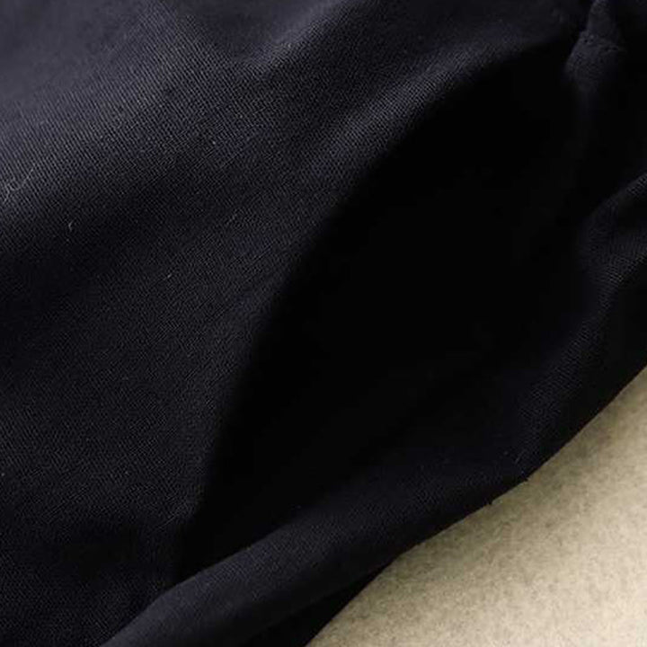 Buddha Stones Summer Casual Loose Plain Frog Button Cotton Linen Women's Shorts With Pockets