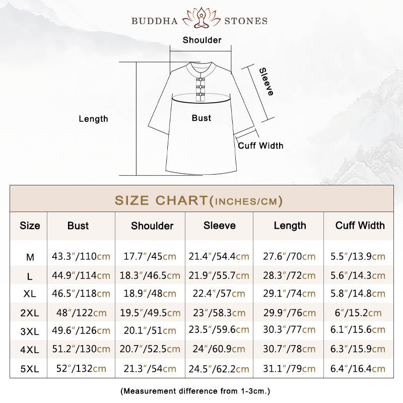 Buddha Stones 2Pcs Tang Suit Traditional Frog-Button Uniform Long Sleeve Shirt Pants Men's Set