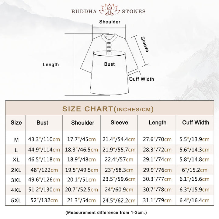 Buddha Stones 2Pcs Tang Suit Traditional Frog-Button Uniform Long Sleeve Shirt Pants Men's Set