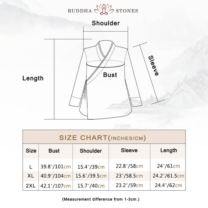 Buddha Stones Fall Solid Color Hanfu Long Sleeve Lace Up Women's Shirt - image 3