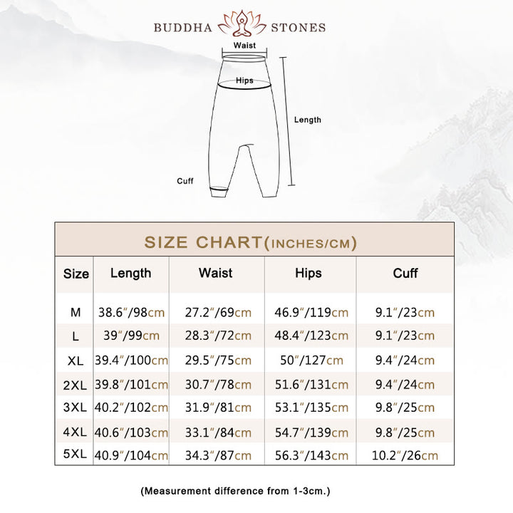 Buddha Stones Elephant Brown Black Print Cotton Men's Long Cropped Harem Pants With Pockets - image 3