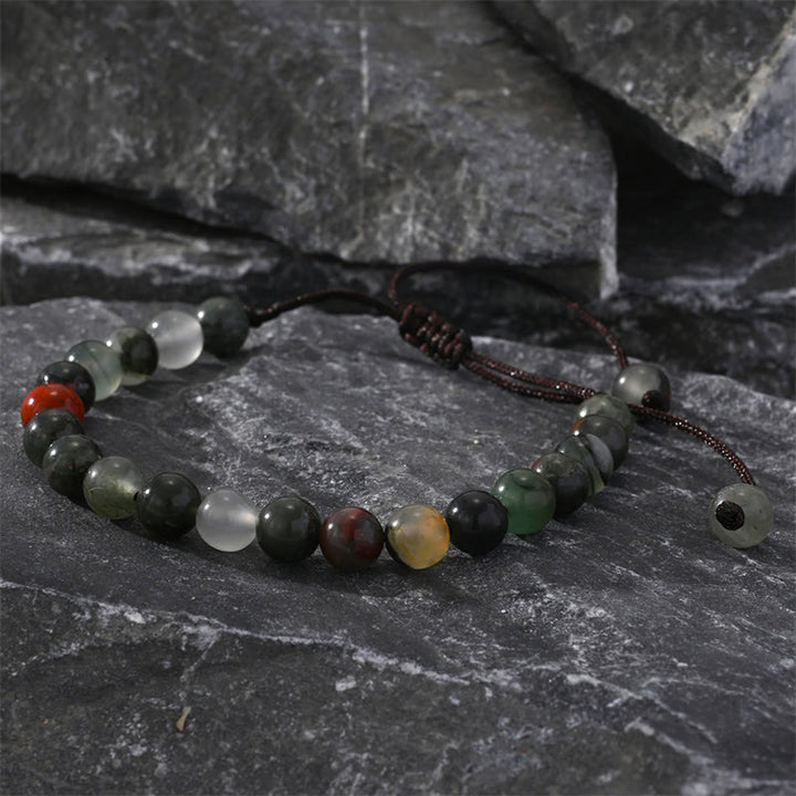 Buddha Stones 3Pcs Black Onyx Tiger Eye African Bloodstone Protection Support Set