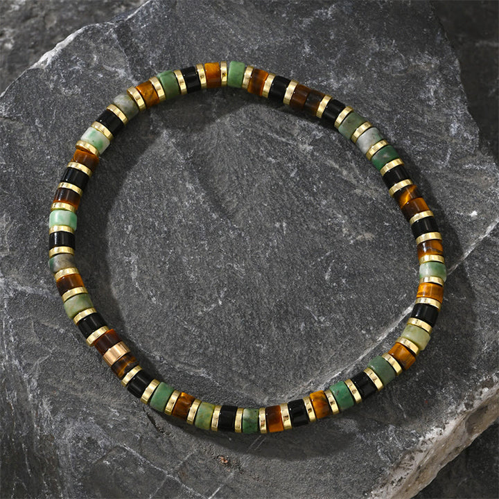 Buddha Stones Natural Hematite Tiger Eye Stones Support Bracelet