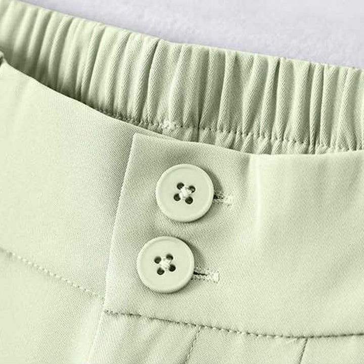 Buddha Stones Summer Casual Zipper Button Loose Plain Cotton Linen Women's Shorts With Pockets