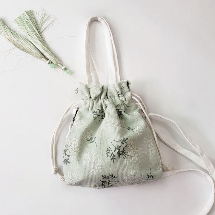 Buddha Stones White Flowers Green Leaves Canvas Tote Crossbody Bag Shoulder Bag Handbag