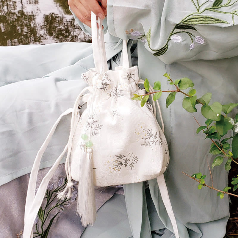 Buddha Stones White Flowers Green Leaves Canvas Tote Crossbody Bag Shoulder Bag Handbag