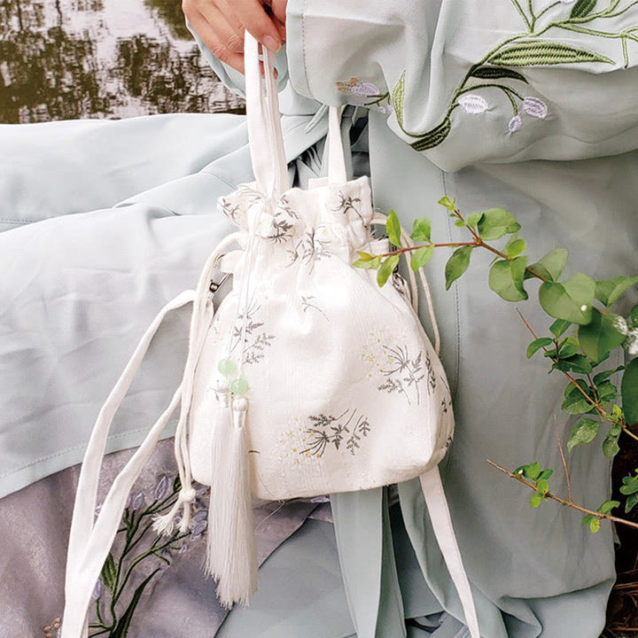 Buddha Stones White Flowers Green Leaves Canvas Tote Crossbody Bag Shoulder Bag Handbag