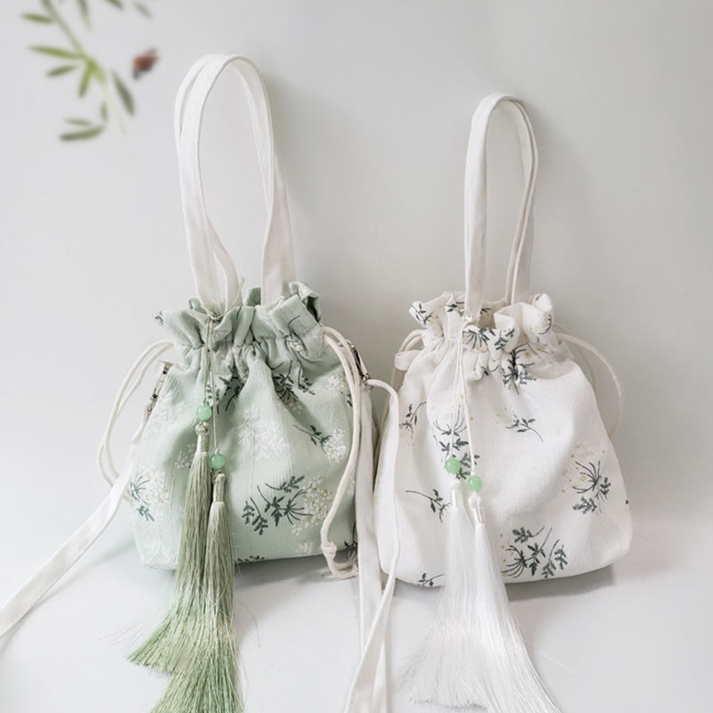 Buddha Stones White Flowers Green Leaves Canvas Tote Crossbody Bag Shoulder Bag Handbag