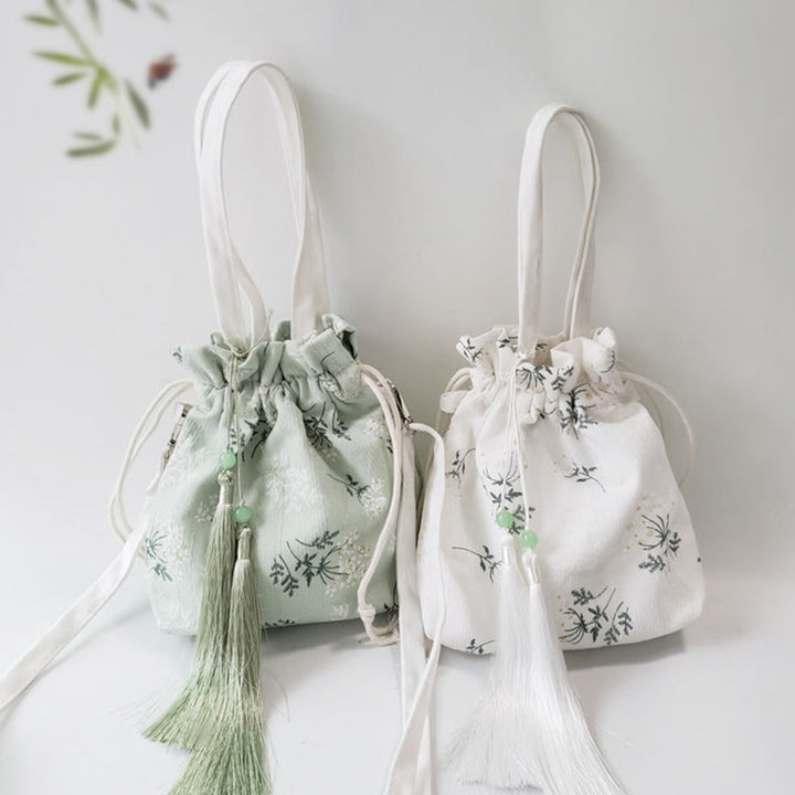 Buddha Stones White Flowers Green Leaves Canvas Tote Crossbody Bag Shoulder Bag Handbag