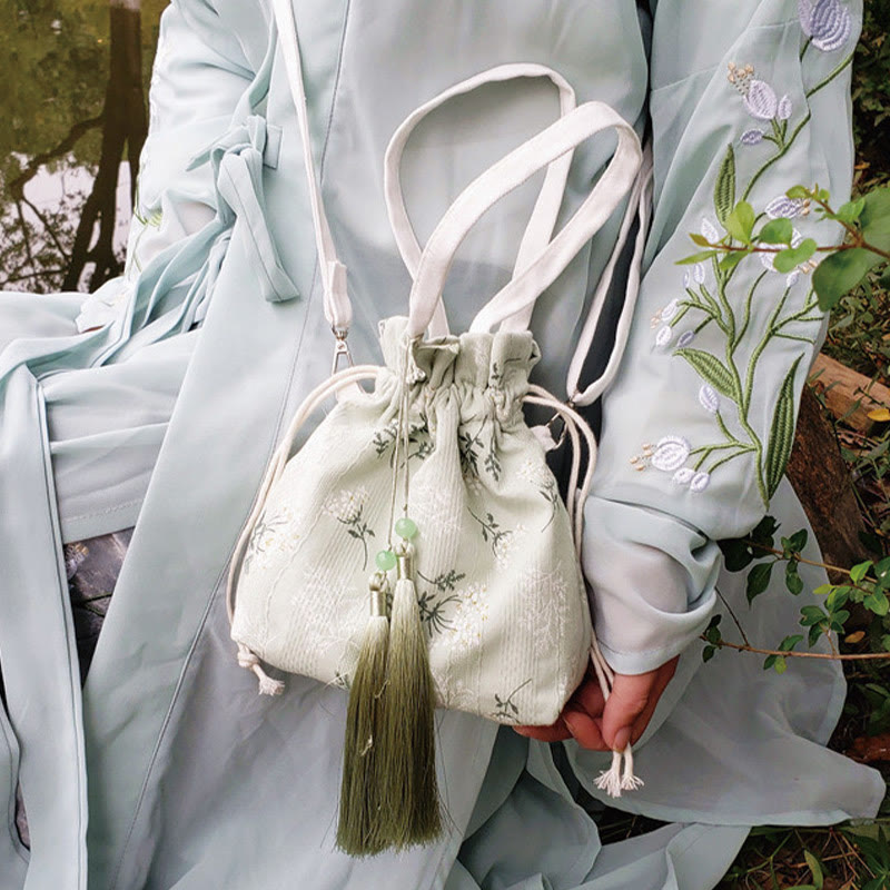 Buddha Stones White Flowers Green Leaves Canvas Tote Crossbody Bag Shoulder Bag Handbag