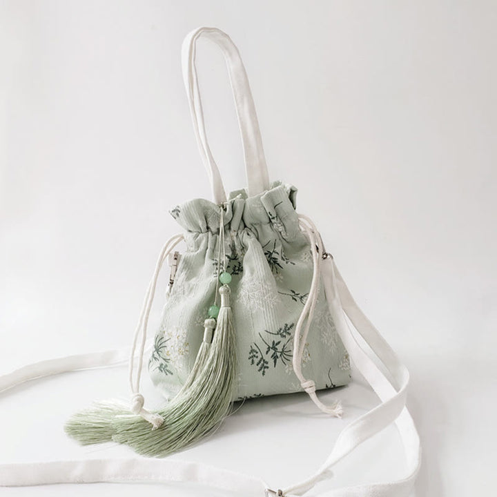 Buddha Stones White Flowers Green Leaves Canvas Tote Crossbody Bag Shoulder Bag Handbag