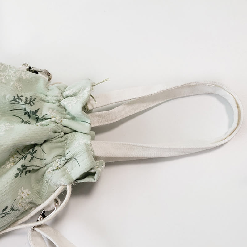 Buddha Stones White Flowers Green Leaves Canvas Tote Crossbody Bag Shoulder Bag Handbag