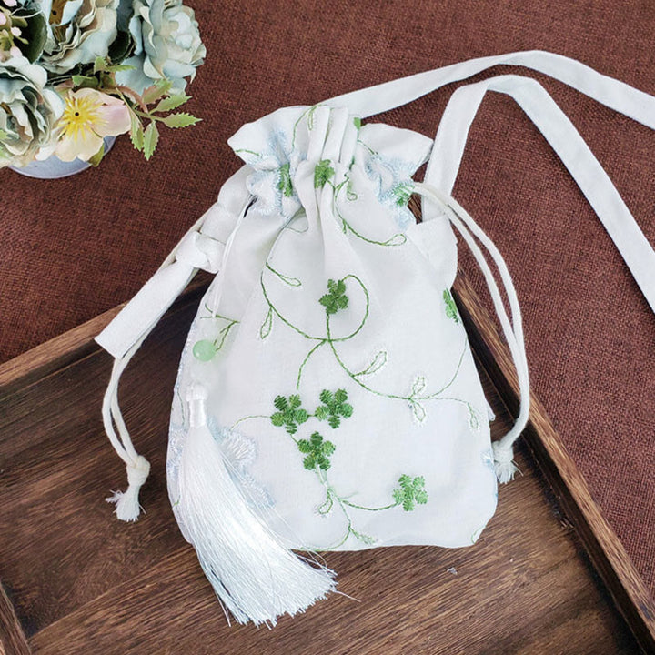 Buddha Stones Embroidered Flowers Cherry Blossoms Vine Canvas Crossbody Bag Shoulder Bag